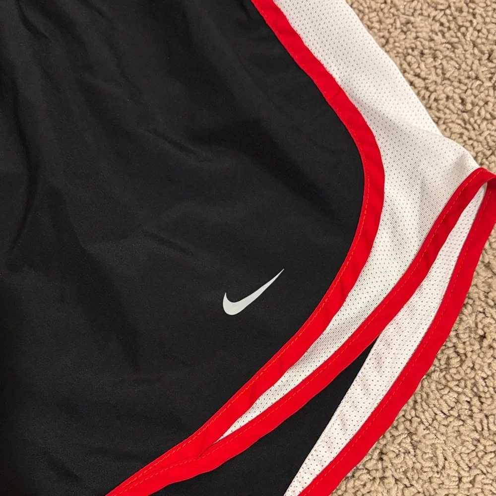 Nike Women's Black and Red Athletic Shorts - Picture 2 of 4